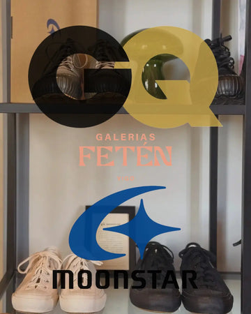 Exposición de moonstar en Galerias feten con los logos de GQ MOONSTAR Y GALERÍAS FETÉN