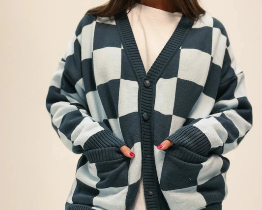 Cárdigan Checkered Blue