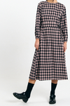 Vestido midi Ota check black de Suite13Lab en algodón orgánico, con mangas abullonadas