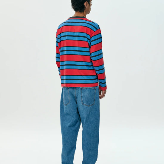 Camiseta larga Stripe red de NWHR en algodón orgánico GOTS, hecha en Barcelos Portugal