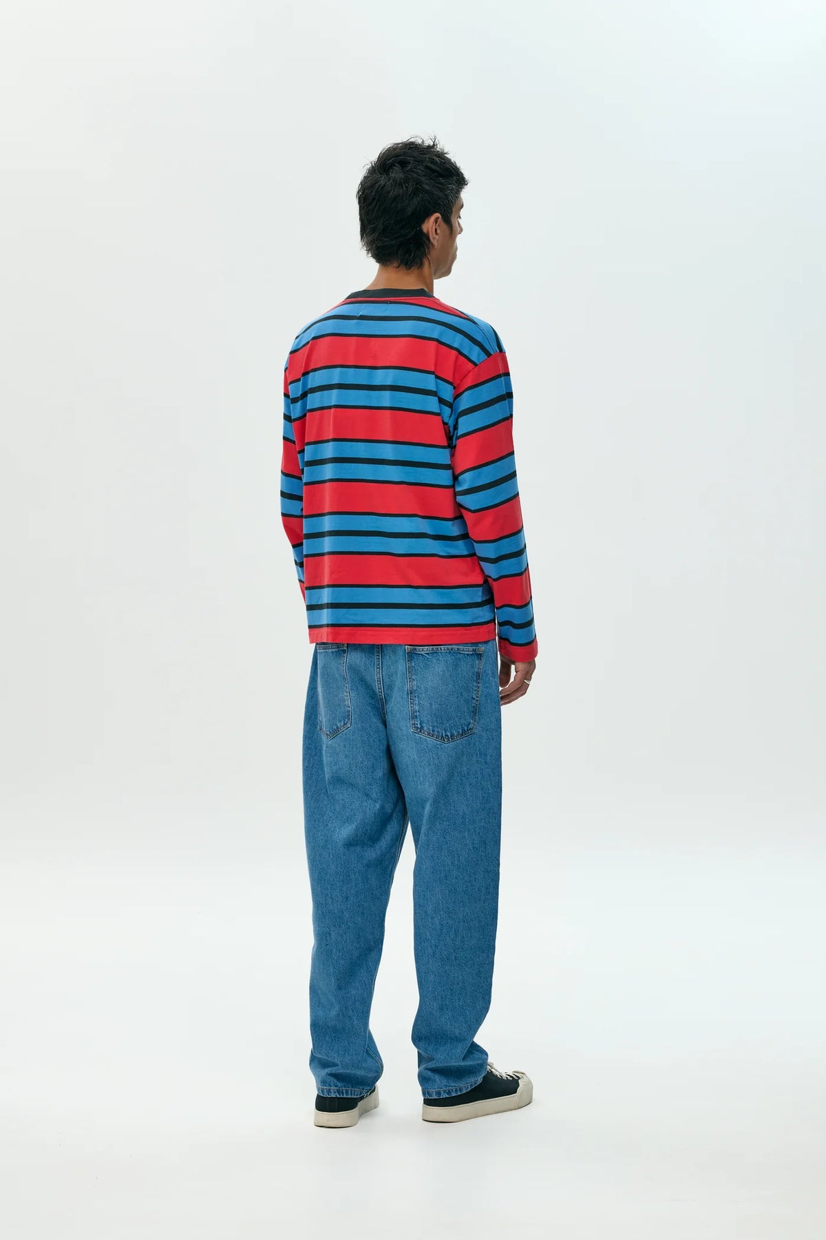 Camiseta larga Stripe red de NWHR en algodón orgánico GOTS, hecha en Barcelos Portugal