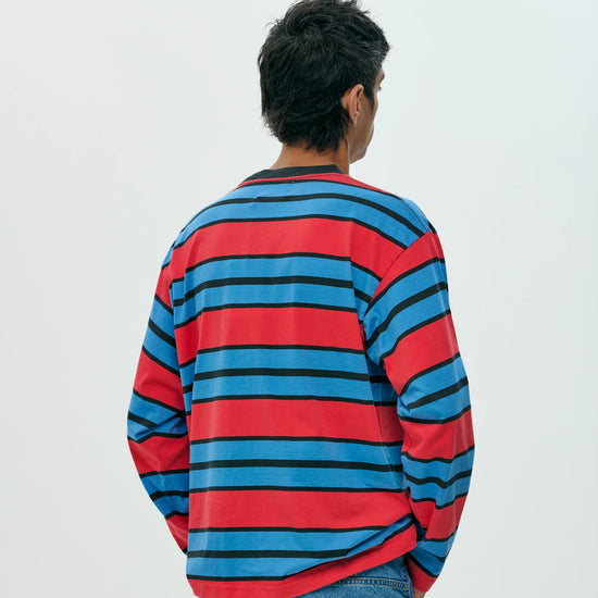 Camiseta larga Stripe red de NWHR en algodón orgánico GOTS, hecha en Barcelos Portugal
