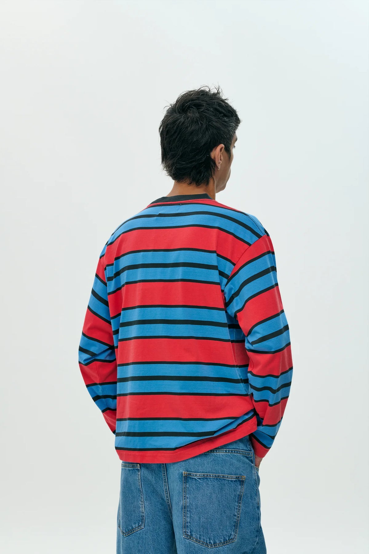 Camiseta larga Stripe red de NWHR en algodón orgánico GOTS, hecha en Barcelos Portugal