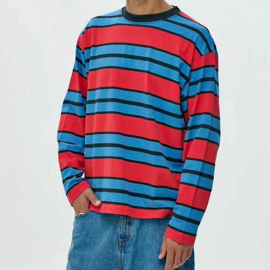 Camiseta larga Stripe red de NWHR en algodón orgánico GOTS, hecha en Barcelos Portugal