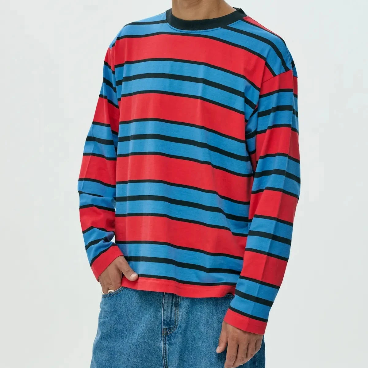 Camiseta larga Stripe red de NWHR en algodón orgánico GOTS, hecha en Barcelos Portugal