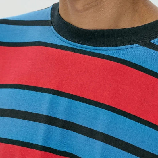 Camiseta larga Stripe red de NWHR en algodón orgánico GOTS, hecha en Barcelos Portugal