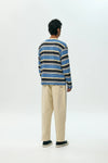 Camiseta larga Stripe blue de NWHR en algodón orgánico GOTS, hecha en Barcelos Portugal