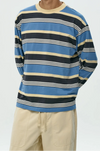 Camiseta larga Stripe blue de NWHR en algodón orgánico GOTS, hecha en Barcelos Portugal