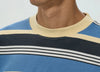Camiseta larga Stripe blue de NWHR en algodón orgánico GOTS, hecha en Barcelos Portugal