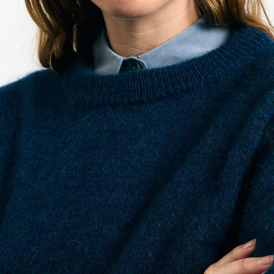 Jersey Babol azul de Suite13Lab en baby alpaca y lana merino RWS, hecho en España