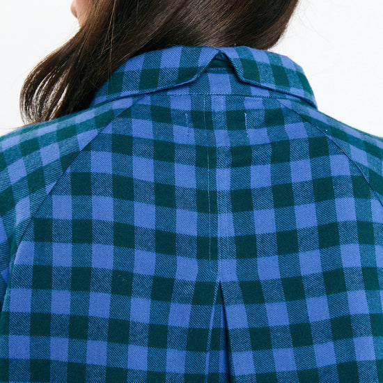 Camisa Vila check blue de Suite13Lab en algodón orgánico, estampado de cuadros y cuello clásico