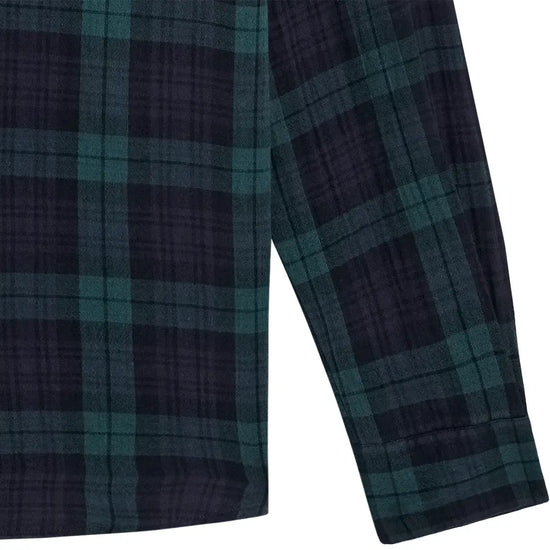 Camisa navy Arantxa de Bask in the Sun en tartán escocés de algodón orgánico GOTS