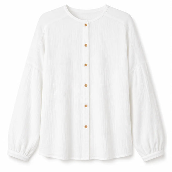 Blusa flux blanca de TRIANA by C en algodón orgánico, talla única versátil