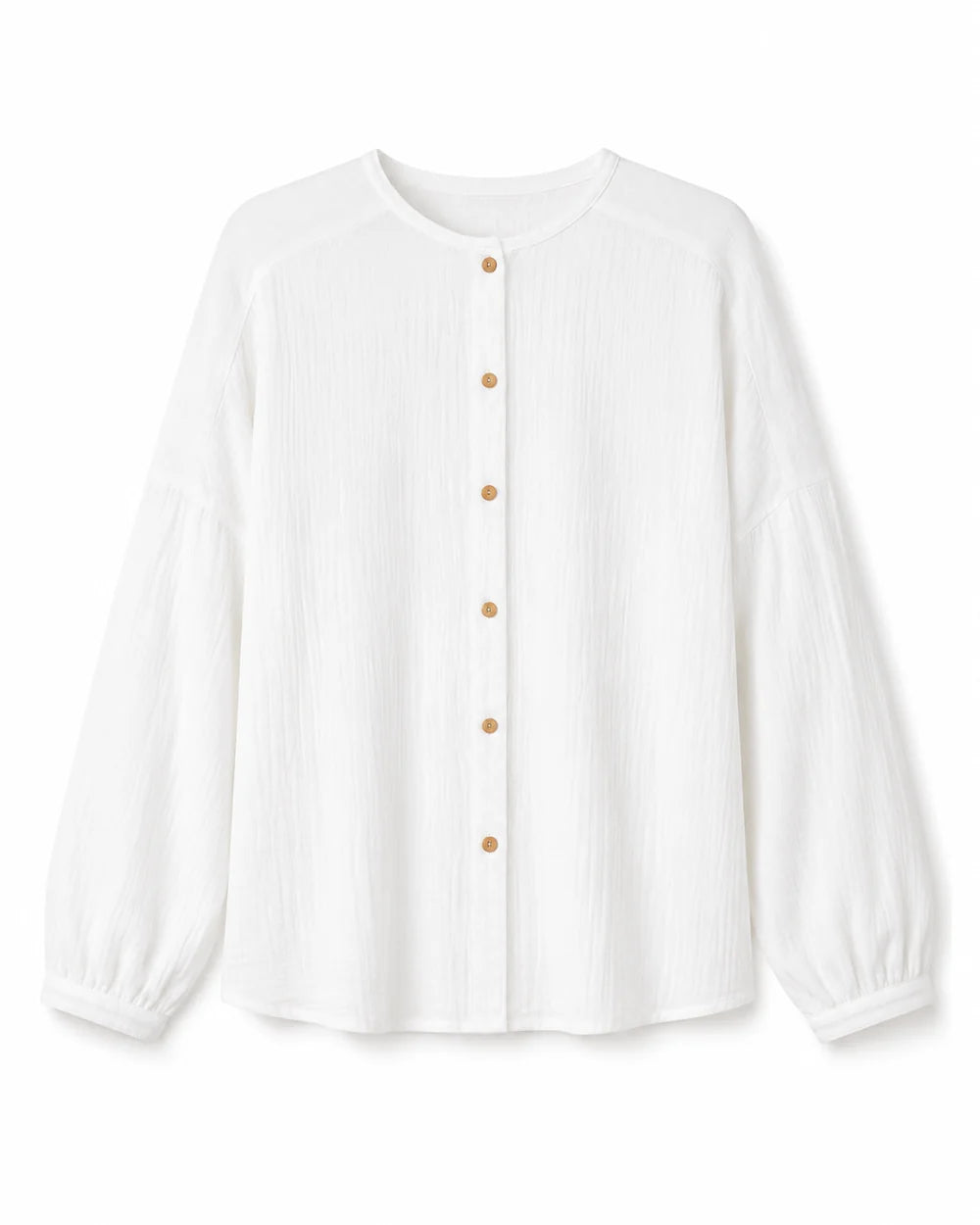 Blusa flux blanca de TRIANA by C en algodón orgánico, talla única versátil