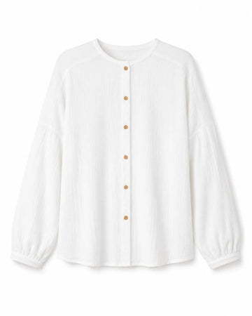 Blusa flux blanca de TRIANA by C en algodón orgánico, talla única versátil