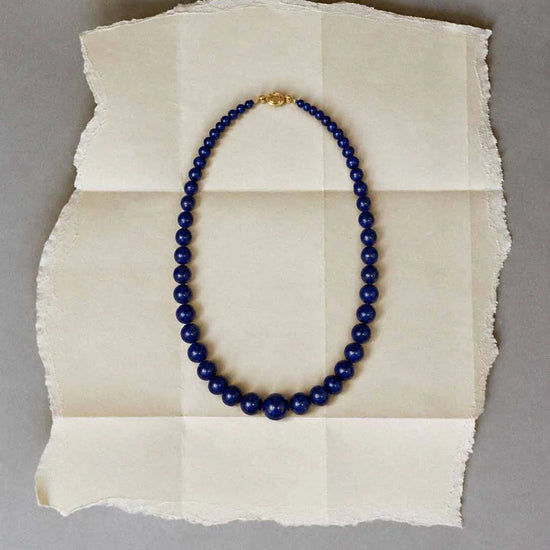 Collar encina azul de TRIANA by C en lapislázuli, 40cm, cierre con baño de oro