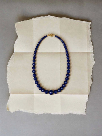 Collar encina azul de TRIANA by C en lapislázuli, 40cm, cierre con baño de oro