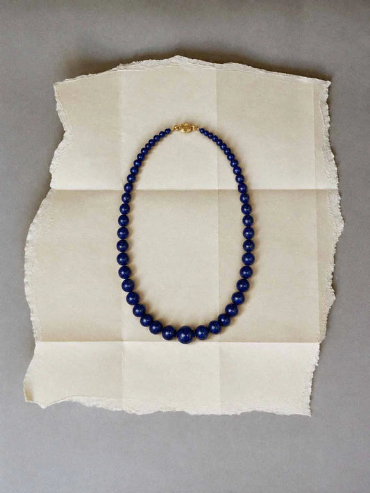 Collar encina azul de TRIANA by C en lapislázuli, 40cm, cierre con baño de oro