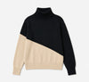 Jersey Luso bicolor black de Suite13Lab en algodón orgánico, cuello alto y mangas raglán