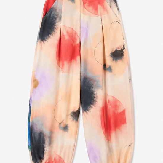 Pantalón Nine print garden de Suite13Lab en micro pana de algodón orgánico, con pliegues y bajo ajustable