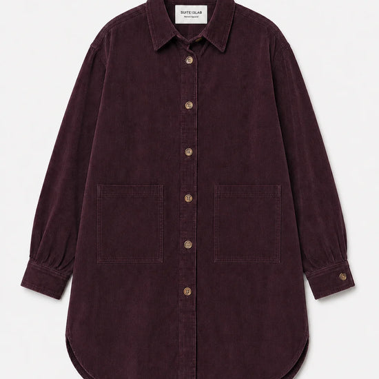 Sobrecamisa Seia cord brown de Suite13Lab en pana de algodón orgánico, con bolsillos de parche