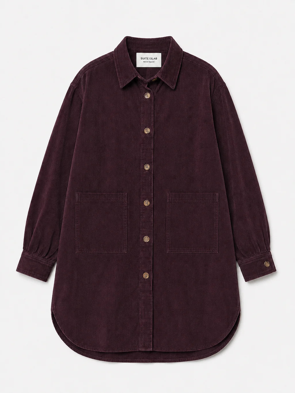 Sobrecamisa Seia cord brown de Suite13Lab en pana de algodón orgánico, con bolsillos de parche