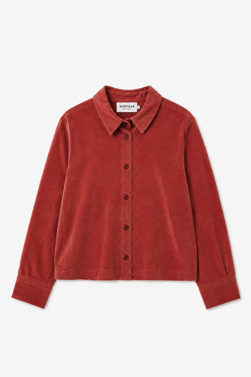 Camisa Lisboa brick de Suite13Lab en lyocell TENCEL, manga larga, cuello clásico y caída fluida
