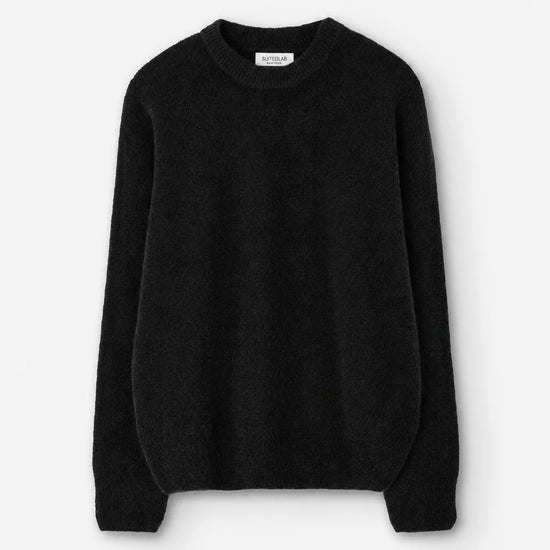 Jersey Babol Negro de Suite13Lab en baby alpaca y lana merino RWS, hecho en España