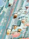 Puzzle de 1000 piezas con ilustraciones detalladas sobre el mundo del café, incluyendo mapas de cultivo y métodos de preparación sobre un fondo de tonos tierra.