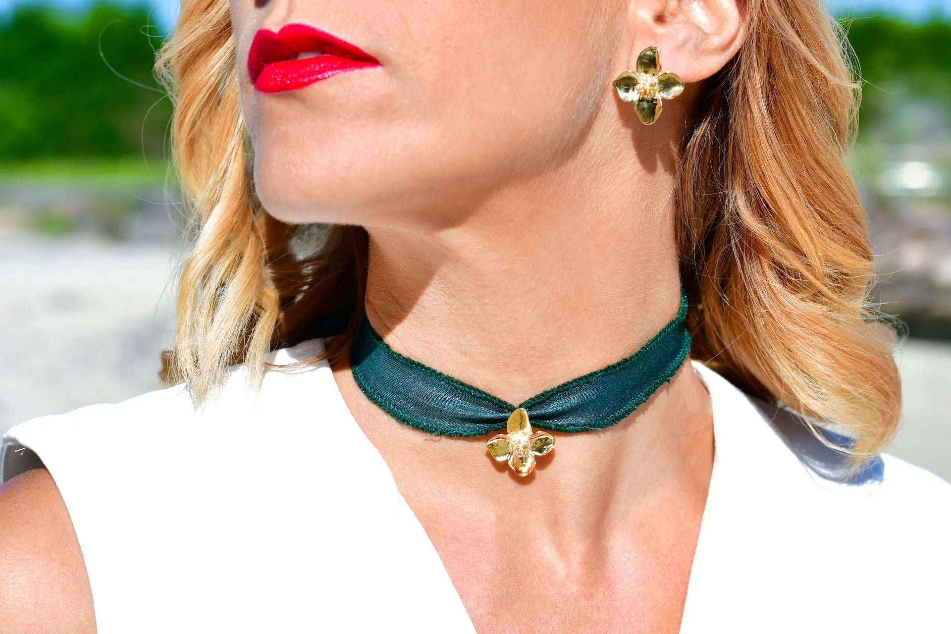 Cinta de seda natural ribeteada en verde fresco con extremos en punta, tejida a mano, accesorio Pipa Pirita para pulsera o collar personalizable