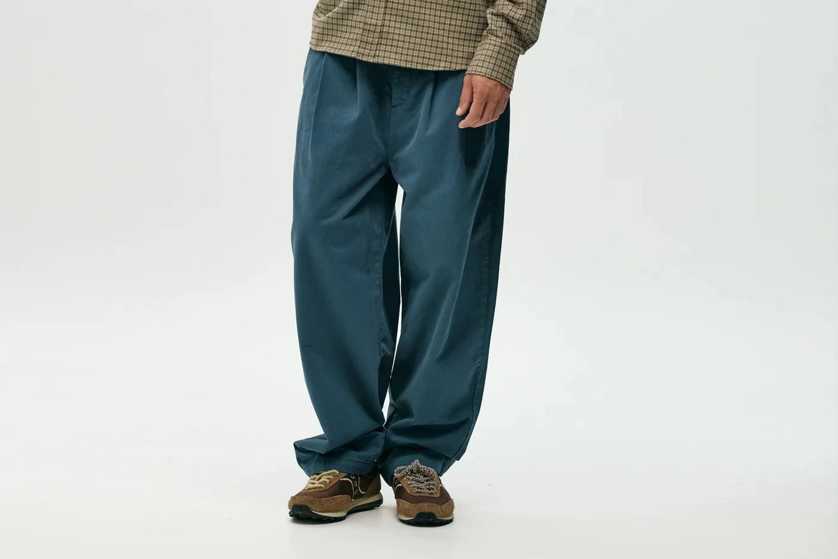 Pantalón chino navy lavado de NWHR en algodón orgánico GOTS, corte relaxed fit