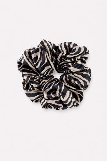 Coletero Scrunchie Isabella Cebra Beige y Negro