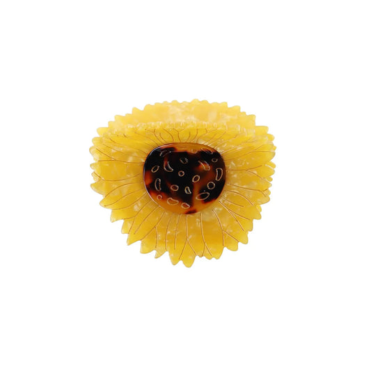 Pinza para el pelo Girasol de By Stær en acetato amarillo y marrón.