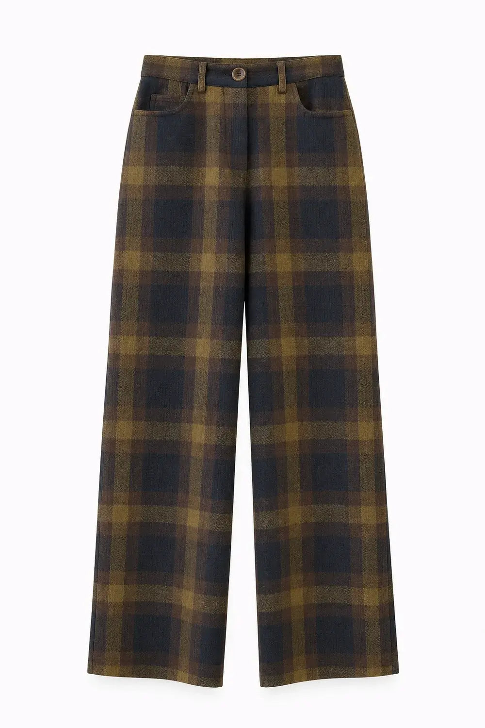 Pantalón dublin cuadros de TRIANA by C en algodón y lino, azul marino y ocre