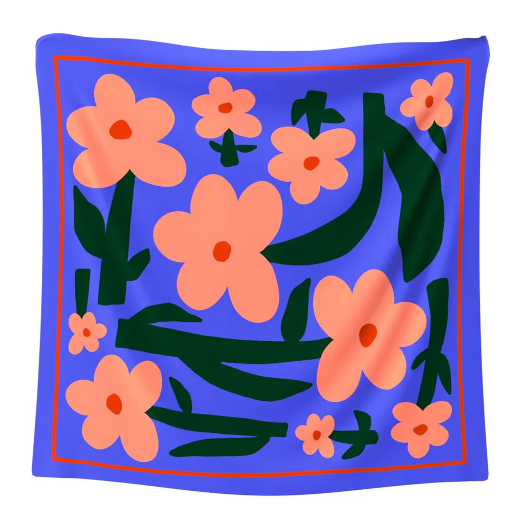 Pañuelo mediano  LAS FLORES  /  Silk & Cotton Multicolor