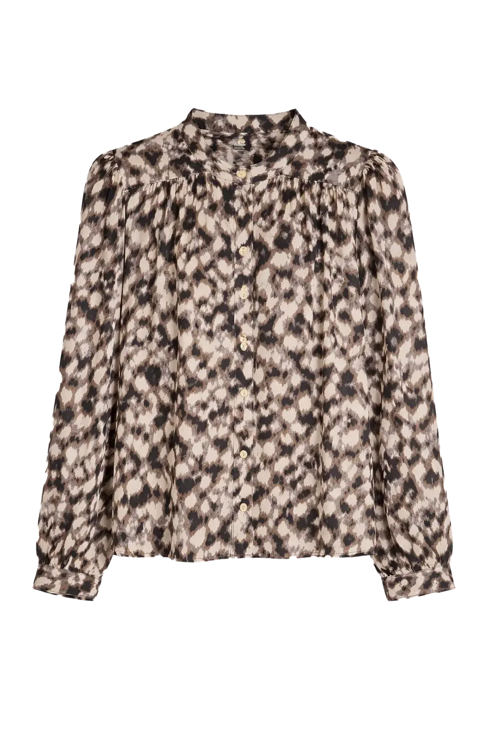 Blusa sidney motas de TRIANA by C en viscosa, tonos crudo negro y marrón