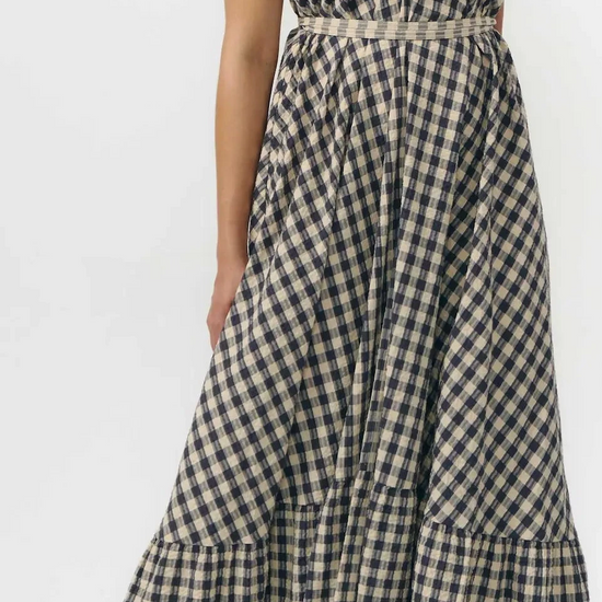 Vestido largo multiposición estampado de cuadros SUITE13LAB