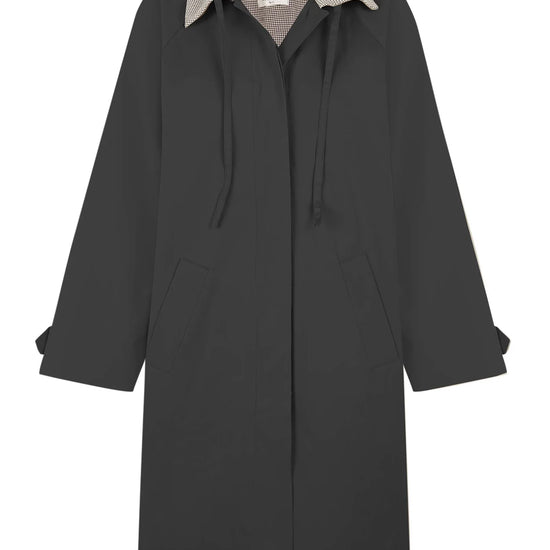 Gabardina Barry negra de TRIANA by C, repelente al agua con forro de cuadro vichy