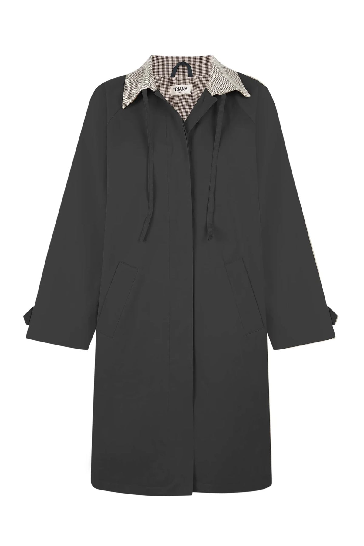 Gabardina Barry negra de TRIANA by C, repelente al agua con forro de cuadro vichy
