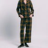 Traje cuadros verdes de TRIANA by C, blazer y pantalón en algodón y lino