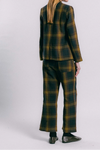 Traje cuadros verdes de TRIANA by C, blazer y pantalón en algodón y lino