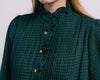 Blusa perth cuadros de TRIANA by C en algodón orgánico, verde bosque y azul oscuro
