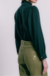 Blusa perth cuadros de TRIANA by C en algodón orgánico, verde bosque y azul oscuro