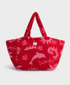Bolso tote de gran formato en tejido jacquard de rizo de algodón orgánico, con asas largas para hombro y etiqueta de silicona, modelo Tulum de Wouf.