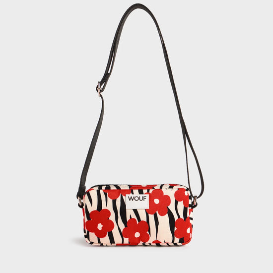 Mini bag bandolera Wildflower de Wouf, 19×10×5 cm, poliéster reciclado con estampado floral y strap ajustable