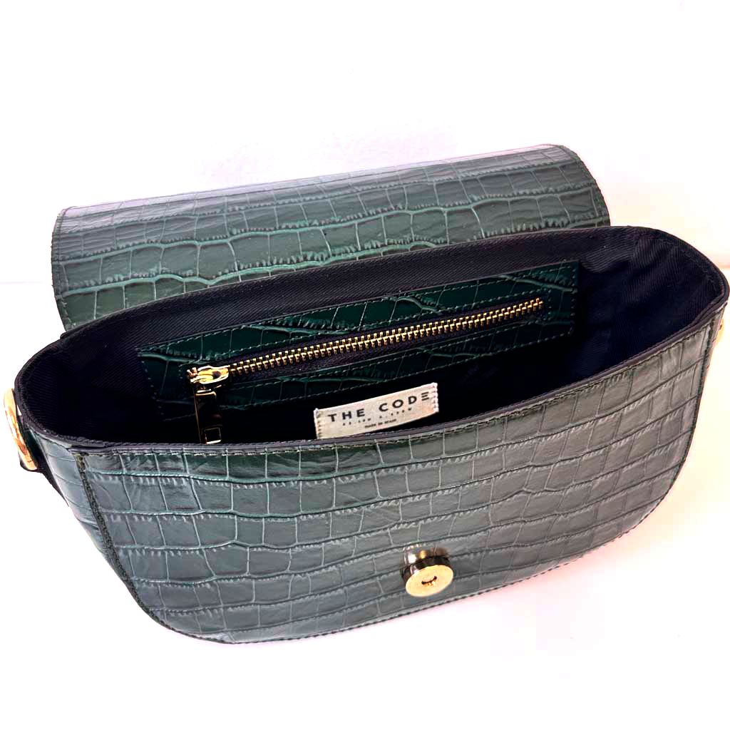 Bandolera Alma Croco Verde