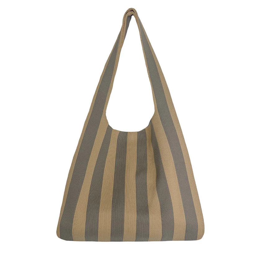 Bolso Olivia Rayas gris y beige