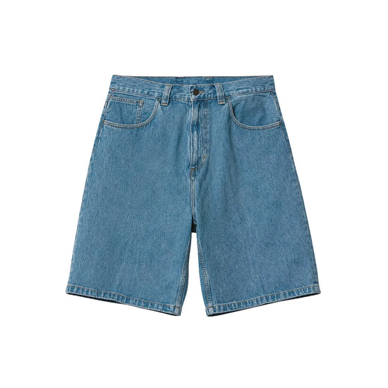 Pantalón corto vaquero oversize de NWHR, algodón orgánico GOTS, cinco bolsillos, fabricado en Portugal.