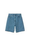 Pantalón corto vaquero oversize de NWHR, algodón orgánico GOTS, cinco bolsillos, fabricado en Portugal.