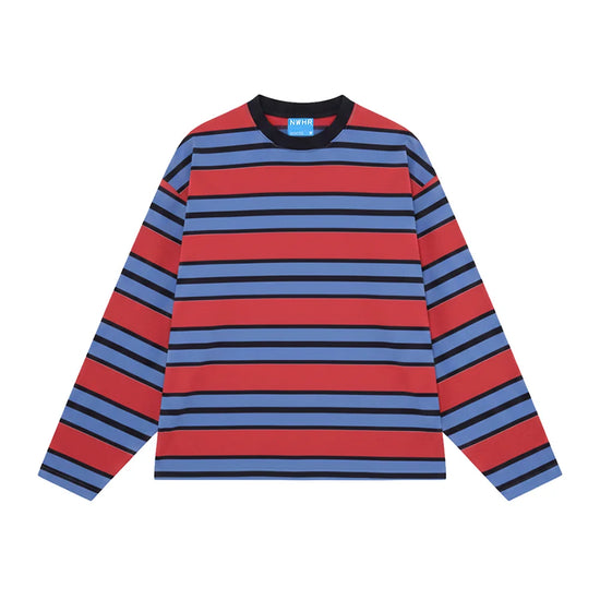 Camiseta larga Stripe red de NWHR en algodón orgánico GOTS, hecha en Barcelos Portugal